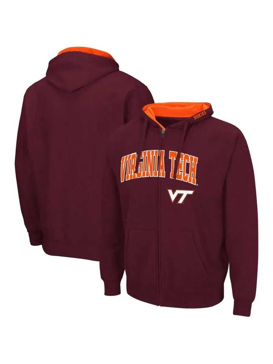 Мужская толстовка на молнии Virginia Tech Hokies Arch & Logo 3.0 Colosseum