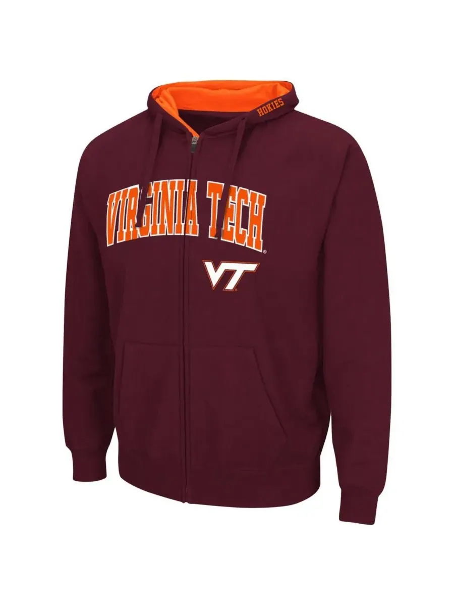 Мужская толстовка на молнии Virginia Tech Hokies Arch & Logo 3.0 Colosseum — изображение 3 из 3, коричневый