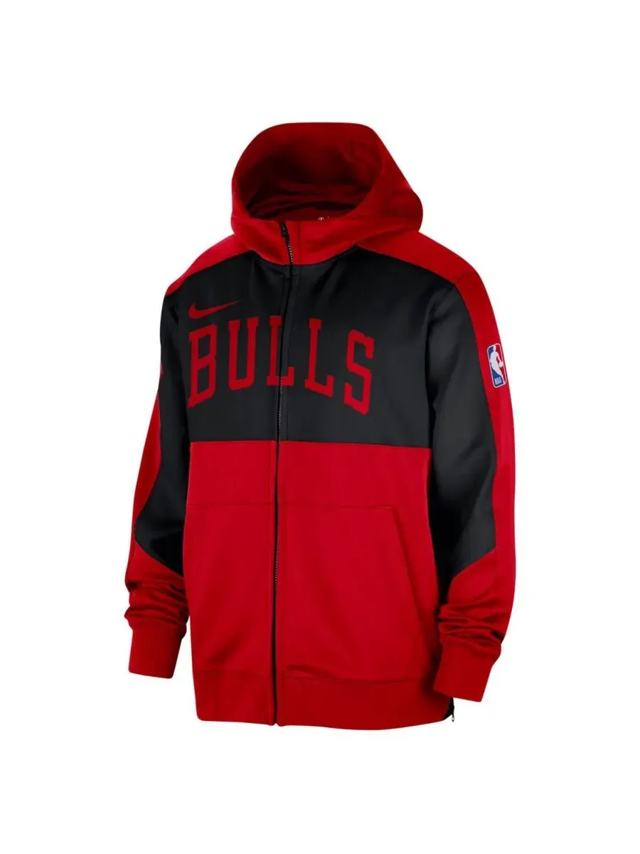 Куртка-худи с принтом Chicago Bulls, модель Showtime Performance Nike — изображение 3 из 3, красный