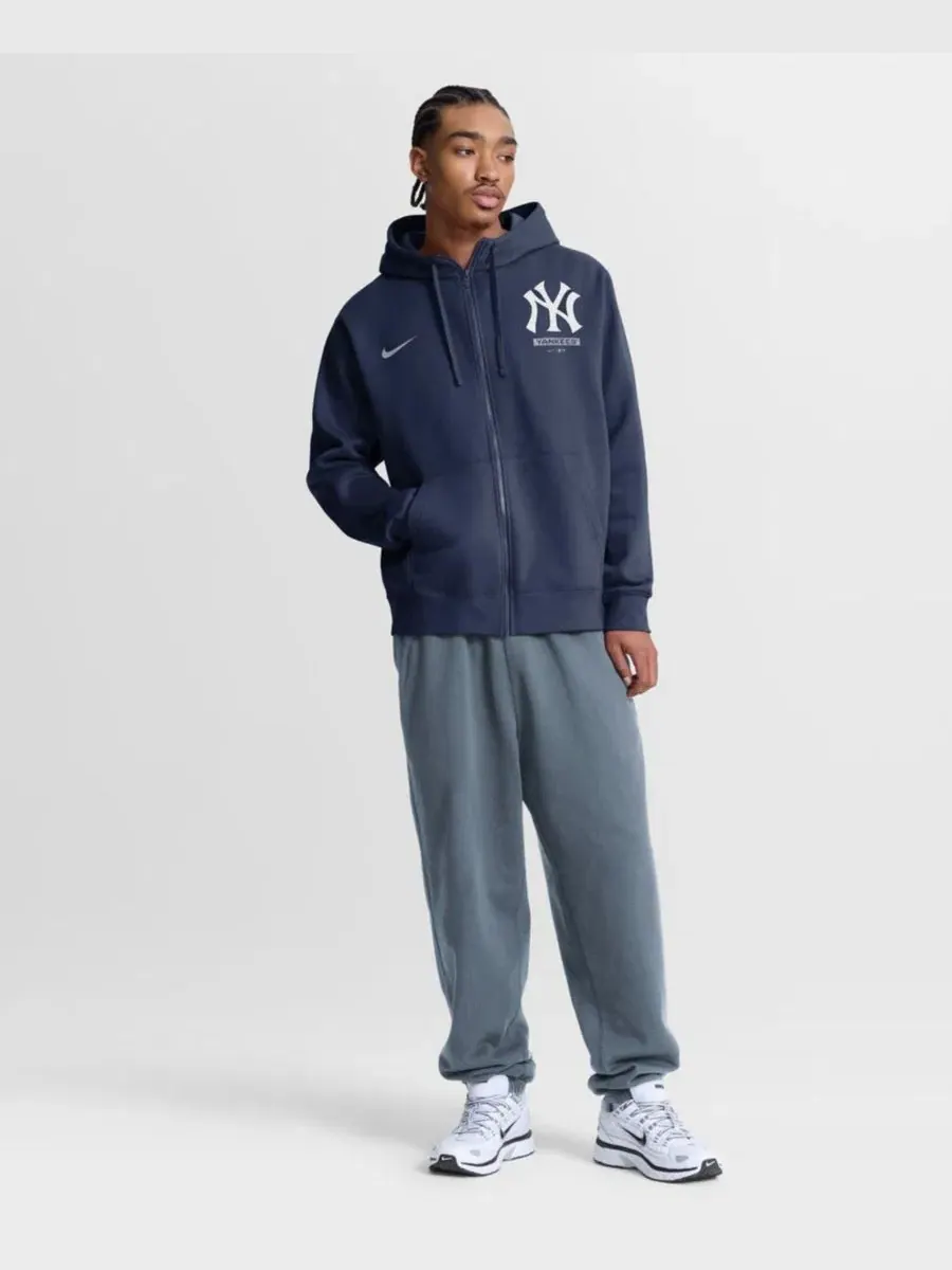 Худи полносью с капюшоном и молнией Primetime Lockup New York Yankees Nike — изображение 3 из 5, темно-синий