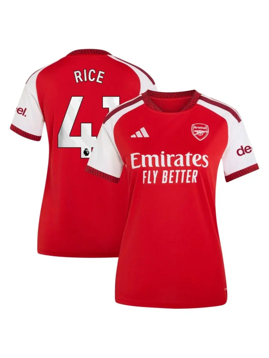 Футболка с коротким рукавом Declan Rice Red Arsenal 2026/27 Home Replica Jersey adidas