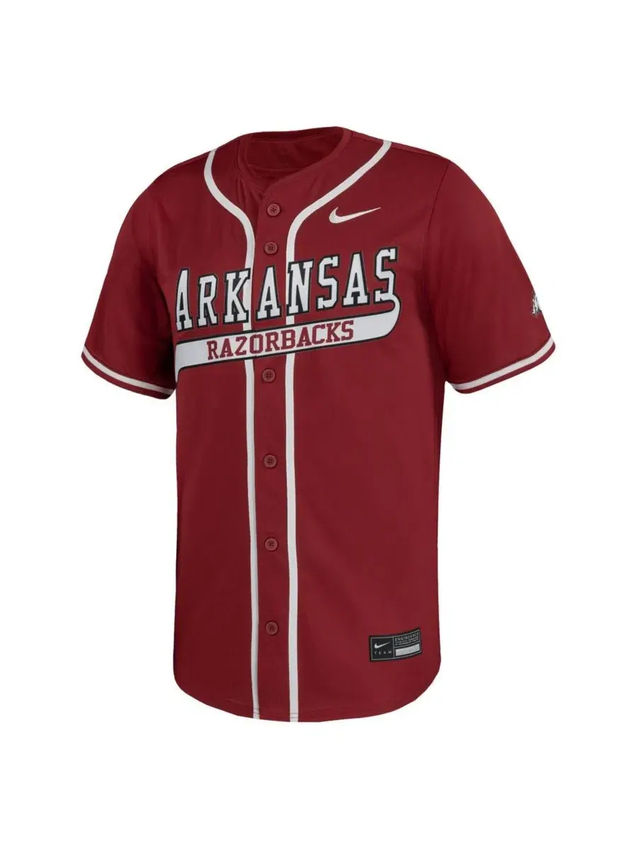 Мужская бейсбольная джерси с принтом Arkansas Razorbacks Nike — изображение 2 из 3, красный