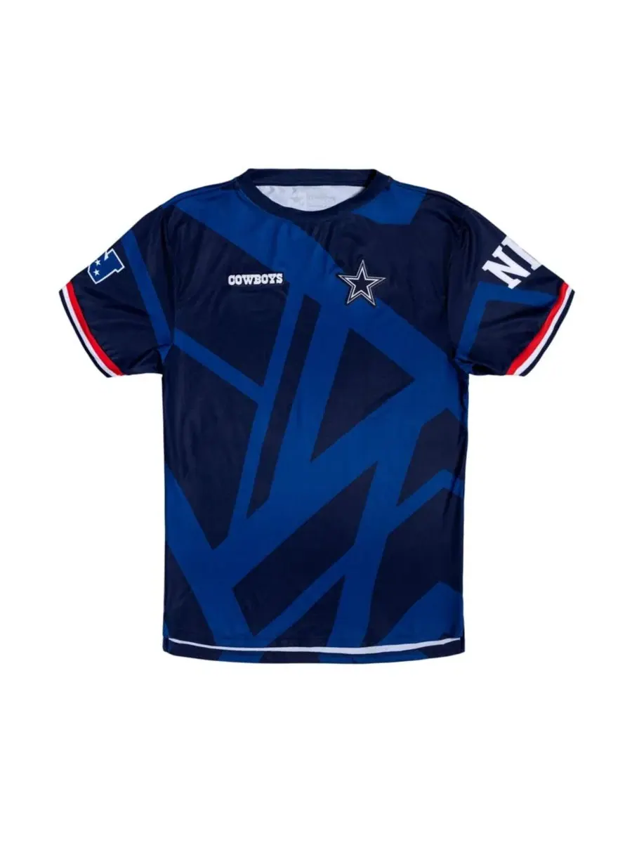 Футболка-поло с длинным рукавом и принтом America's Team Fashion Soccer Top Dallas Cowboys — изображение 2 из 3, темно-синий