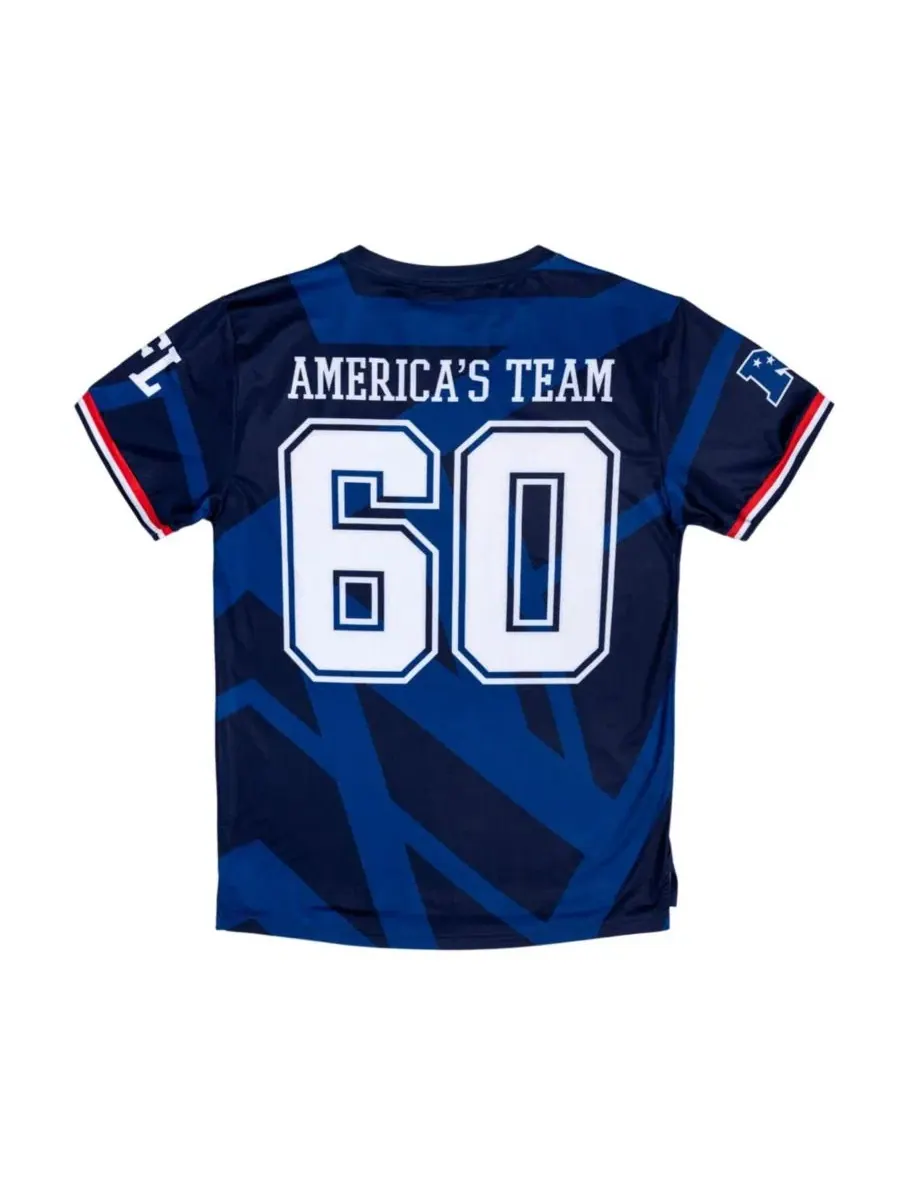 Футболка-поло с длинным рукавом и принтом America's Team Fashion Soccer Top Dallas Cowboys — изображение 3 из 3, темно-синий