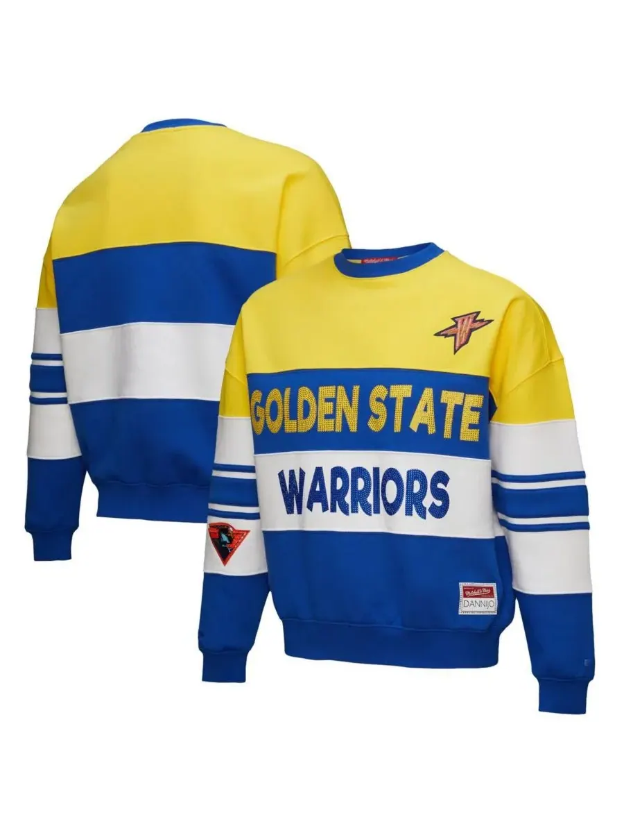 Mitchell & Ness Женская толстовка-пуловер X Dannijo Gold/Royal Golden State Warriors с контрастными