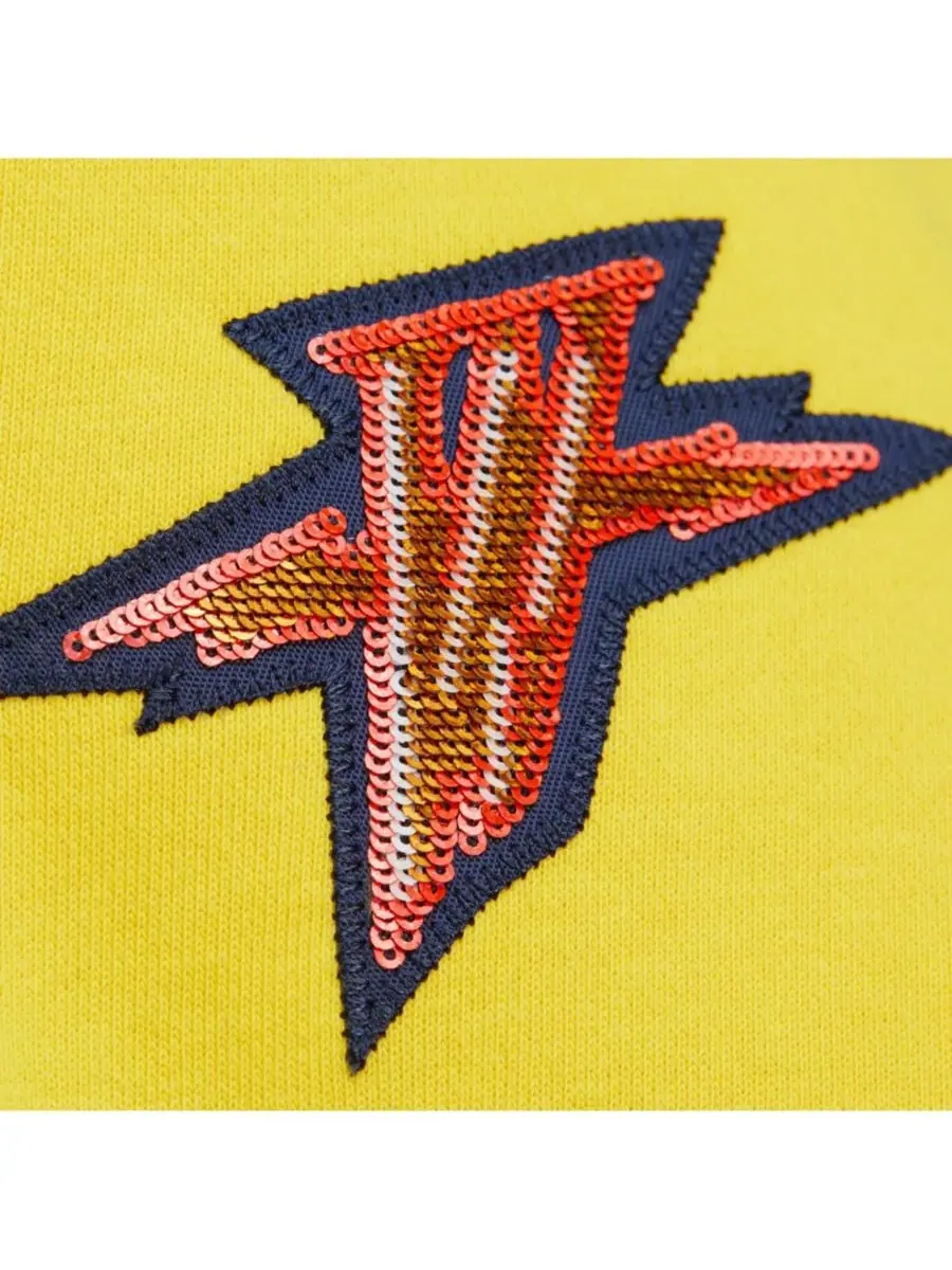 Mitchell & Ness Женская толстовка-пуловер X Dannijo Gold/Royal Golden State Warriors с контрастными — изображение 3 из 5