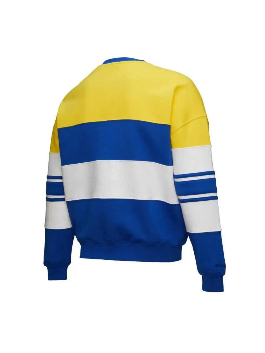 Mitchell & Ness Женская толстовка-пуловер X Dannijo Gold/Royal Golden State Warriors с контрастными — изображение 4 из 5