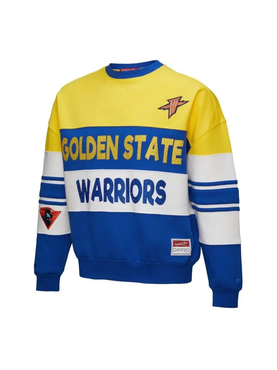 Mitchell & Ness Женская толстовка-пуловер X Dannijo Gold/Royal Golden State Warriors с контрастными — изображение 5 из 5