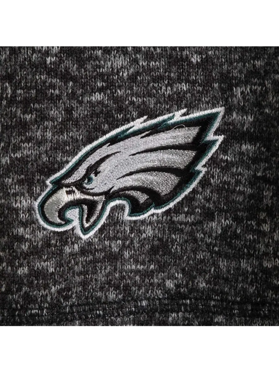 Antigua Мужская черная меланжевая куртка-пуловер Philadelphia Eagles Fortune с застежкой-молнией до — изображение 2 из 3