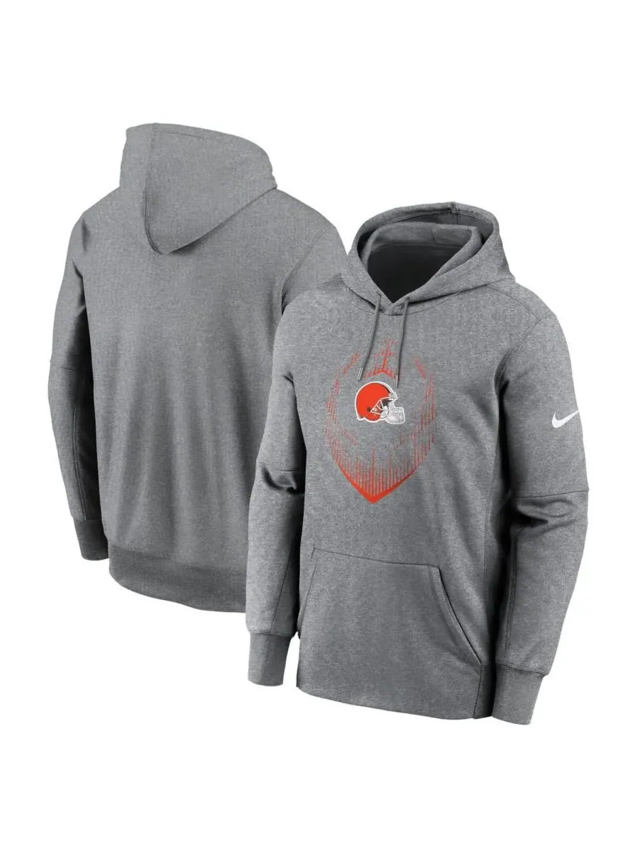 Nike Мужская толстовка с капюшоном Cleveland Browns Icon Performance серого цвета