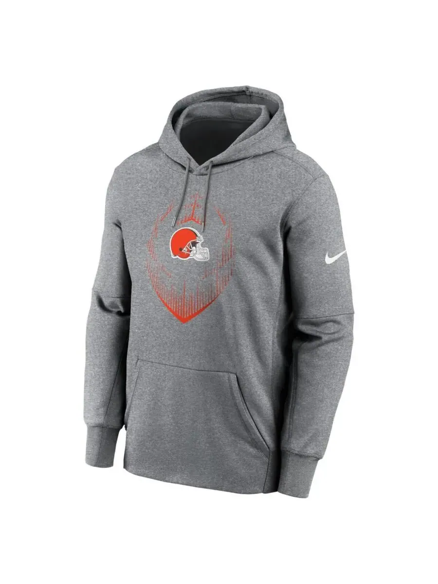 Nike Мужская толстовка с капюшоном Cleveland Browns Icon Performance серого цвета — изображение 2 из 3, серый