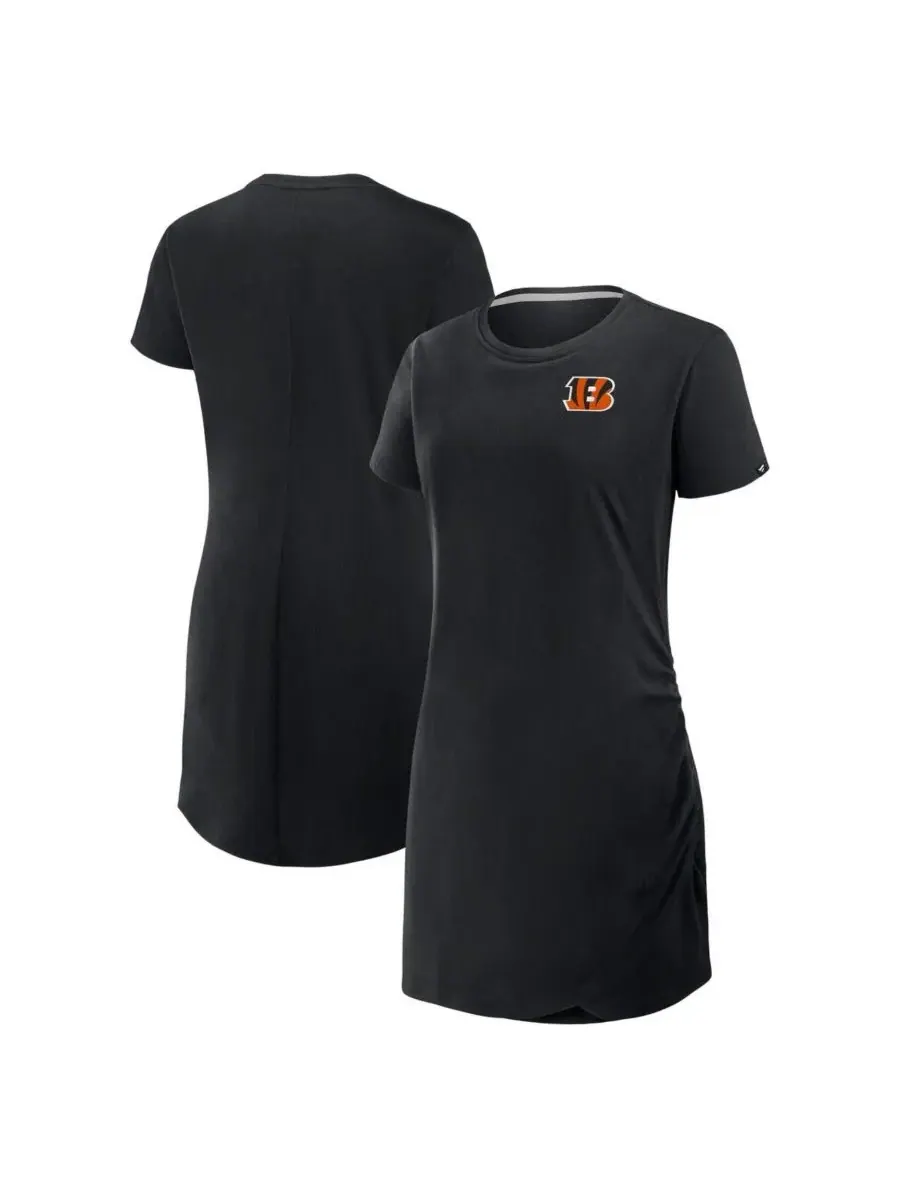 Fanatics Женское черное платье-футболка с драпировкой и сборками в стиле Cincinnati Bengals
