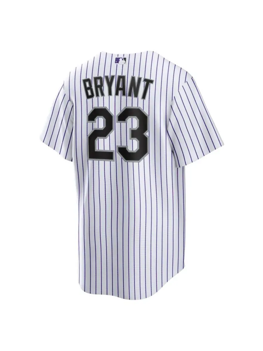 Мужская бейсбольная джерси Kris Bryant Replica Player Nike — изображение 2 из 3, белый фиолетовый