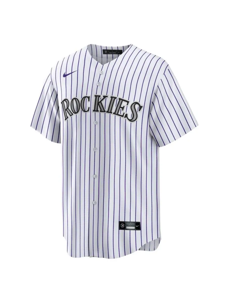 Мужская бейсбольная джерси Kris Bryant Replica Player Nike — изображение 3 из 3, белый фиолетовый