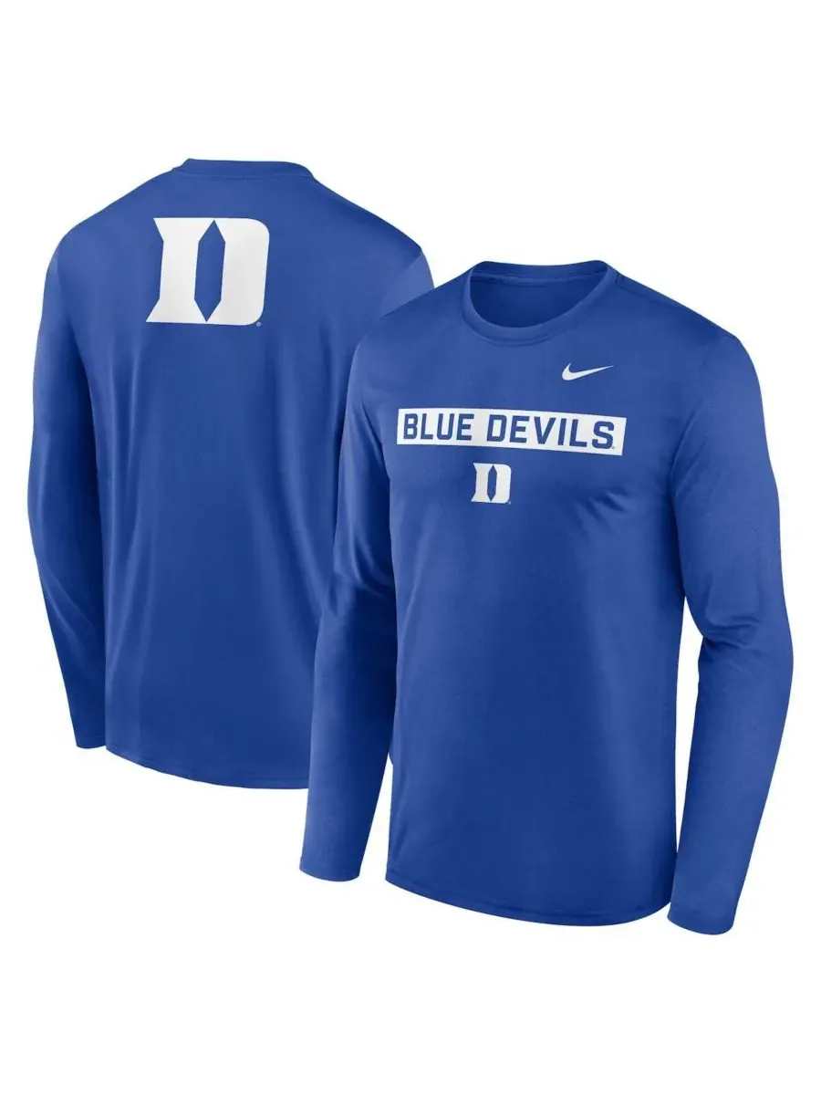 Nike Мужская футболка с длинным рукавом Royal Duke Blue Devils Primetime Campus 2-Hit Legend