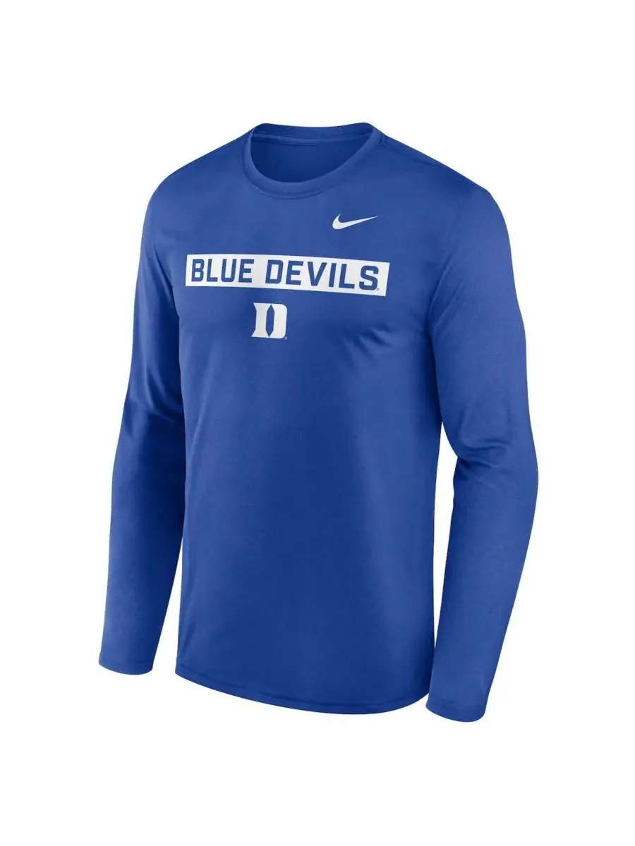 Nike Мужская футболка с длинным рукавом Royal Duke Blue Devils Primetime Campus 2-Hit Legend — изображение 2 из 3