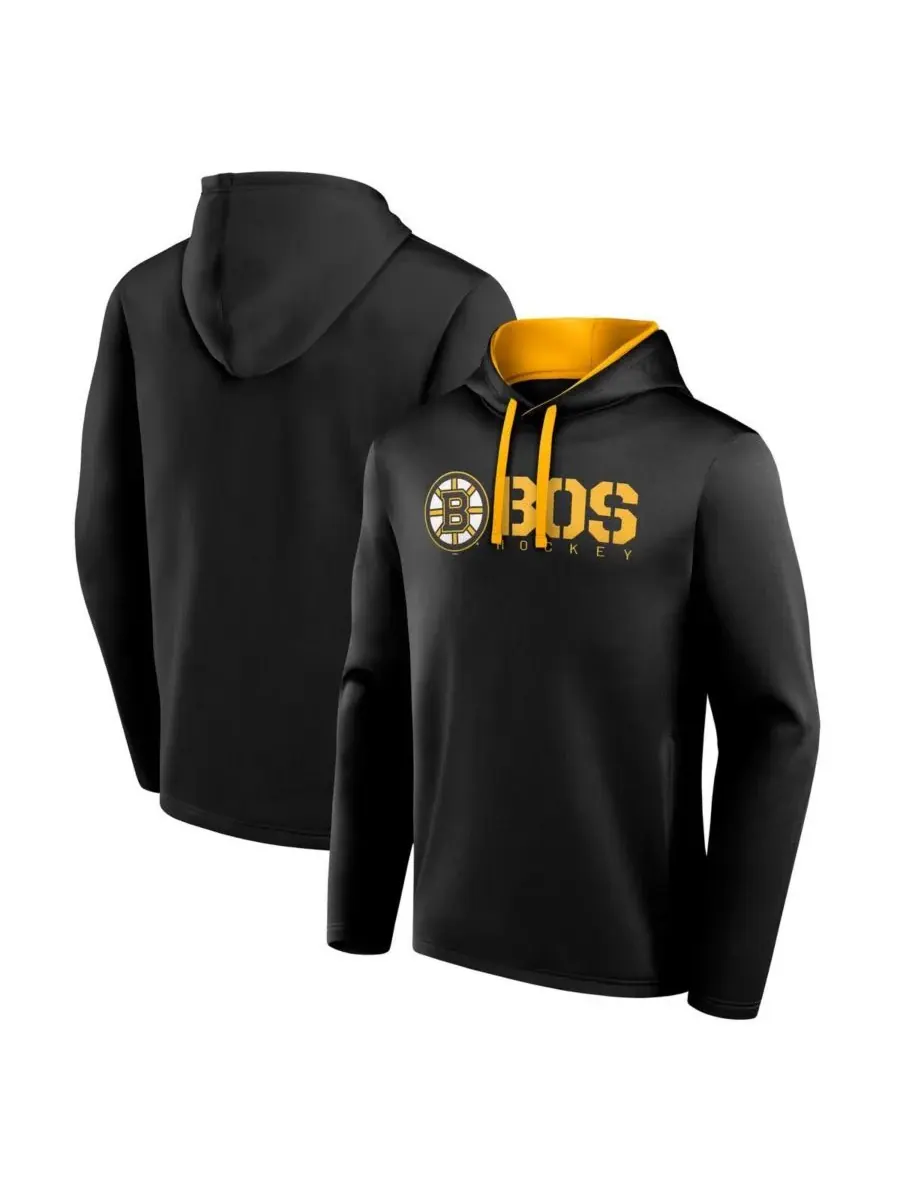 Logo Athletic Мужская черная толстовка с капюшоном Boston Bruins Head Start