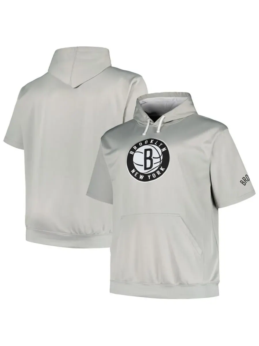 Fanatics Мужская серебристая толстовка с капюшоном и логотипом команды Brooklyn Nets