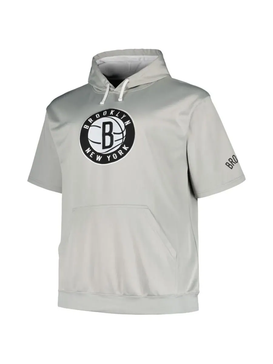 Fanatics Мужская серебристая толстовка с капюшоном и логотипом команды Brooklyn Nets — изображение 2 из 3, серебряный
