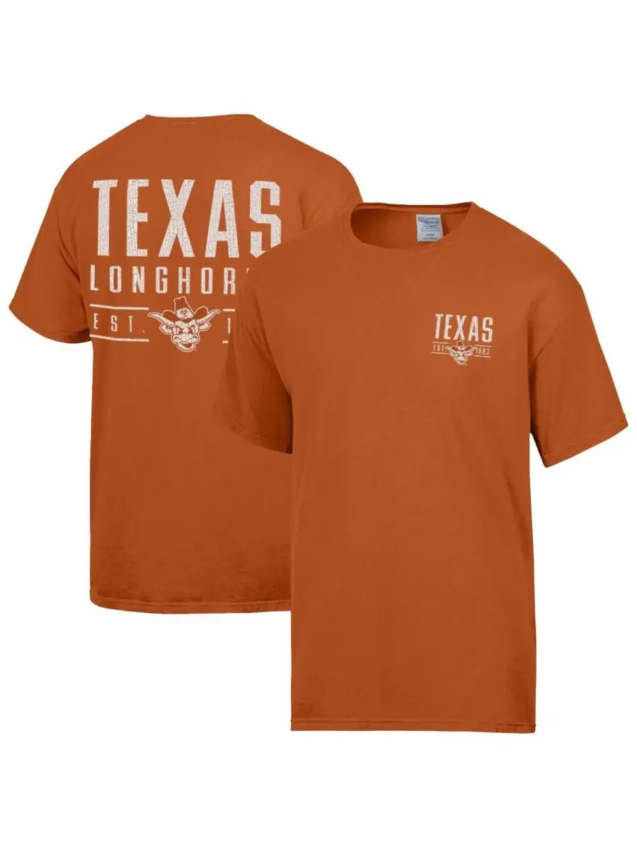 Comfortwash Мужская футболка Texas Longhorns ярко-оранжевого цвета с крупным названием команды