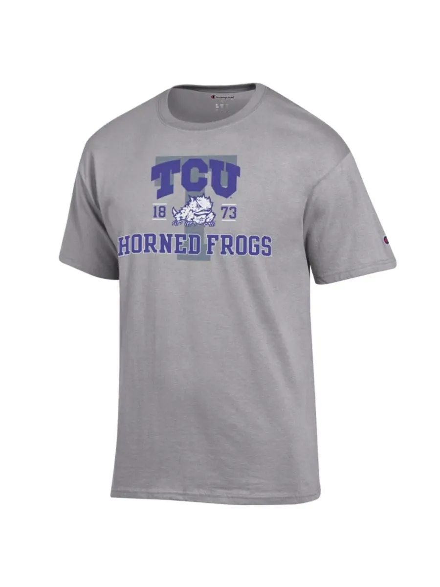 Футболка с принтом Varsity TCU Horned Frogs Champion — изображение 2 из 3, серый