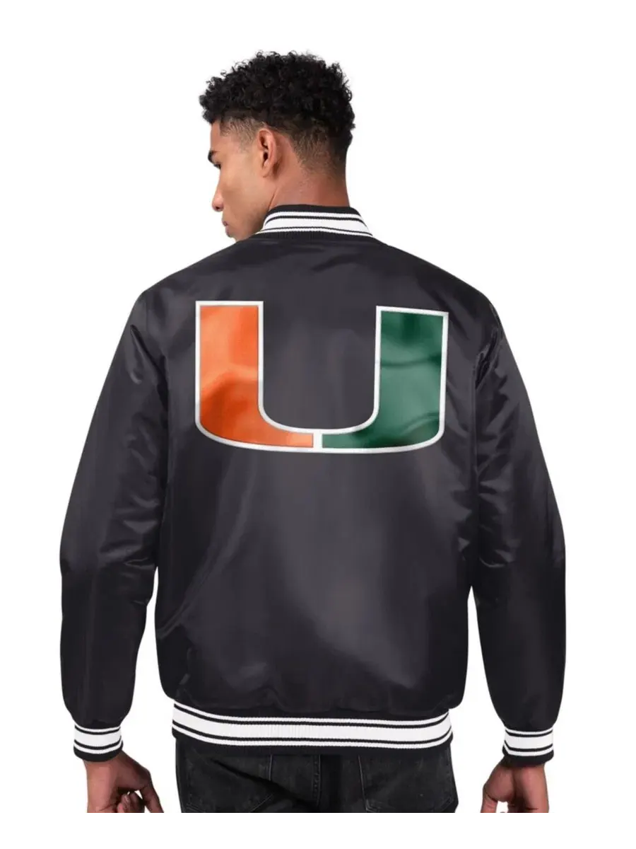 Куртка-бомбер с сатиновой отделкой, с принтом, Miami Hurricanes Starter — изображение 2 из 2, черный
