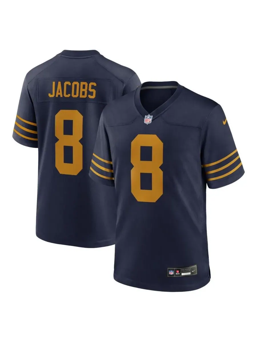 Nike Мужская темно-синяя игровая майка Джоша Джейкобса команды Green Bay Packers, посвященная