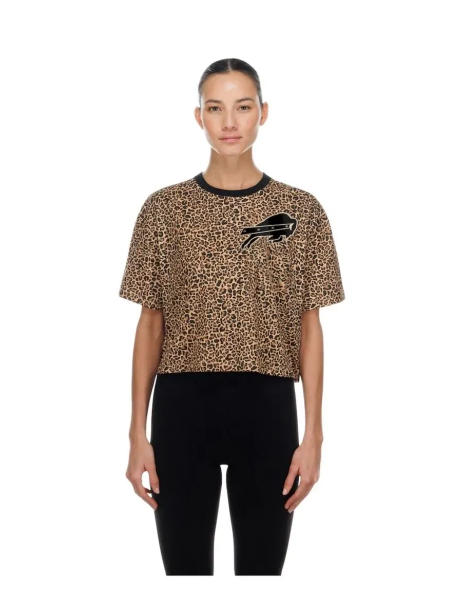 Футболка-кроп с принтом Mom Me Leopard New Era