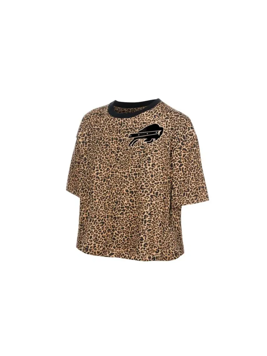 Футболка-кроп с принтом Mom Me Leopard New Era — изображение 3 из 4, коричневый