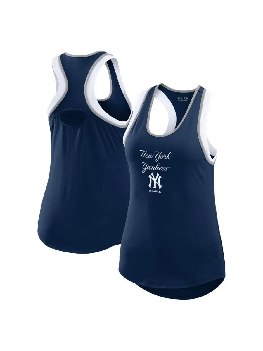 WEAR by Erin Andrews Женская темно-синяя майка-борцовка с цветными блоками в стиле New York Yankees