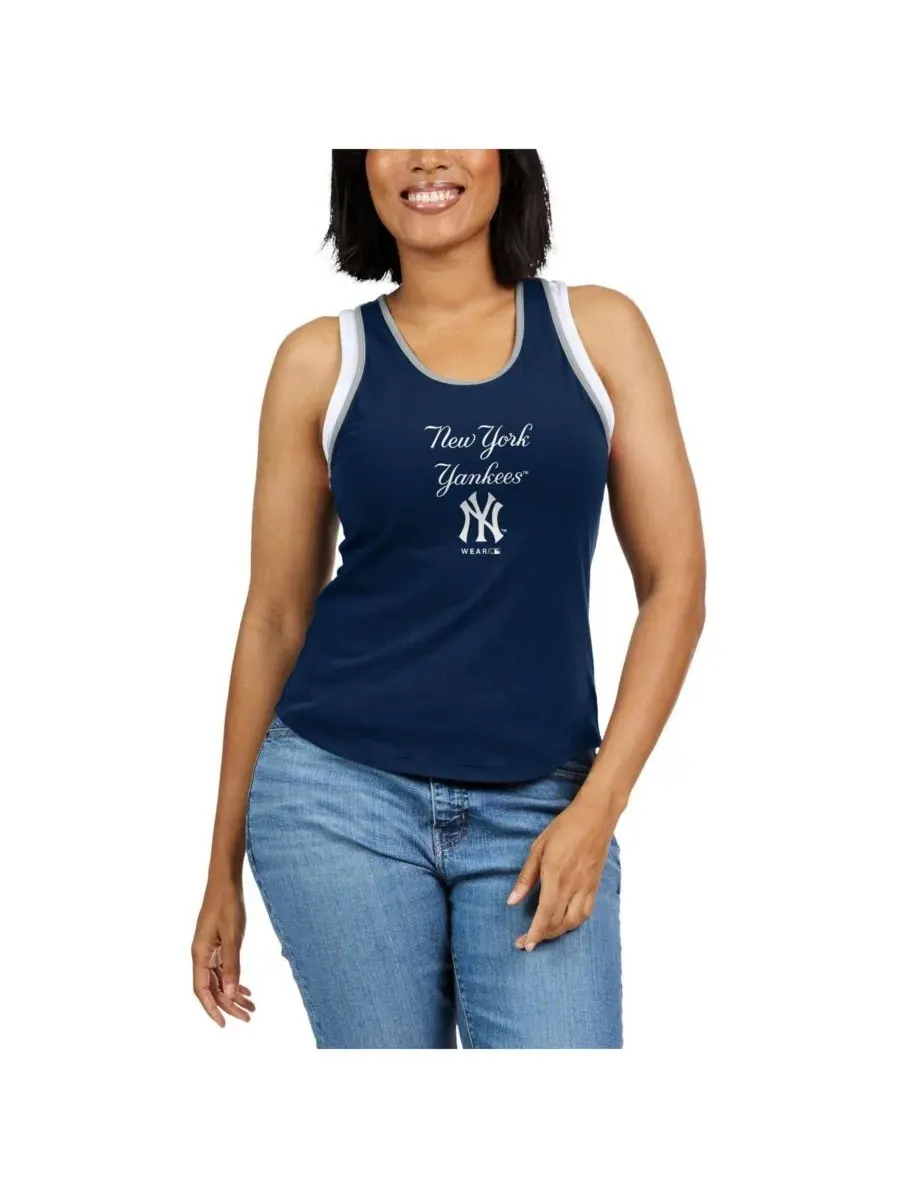 WEAR by Erin Andrews Женская темно-синяя майка-борцовка с цветными блоками в стиле New York Yankees — изображение 2 из 5