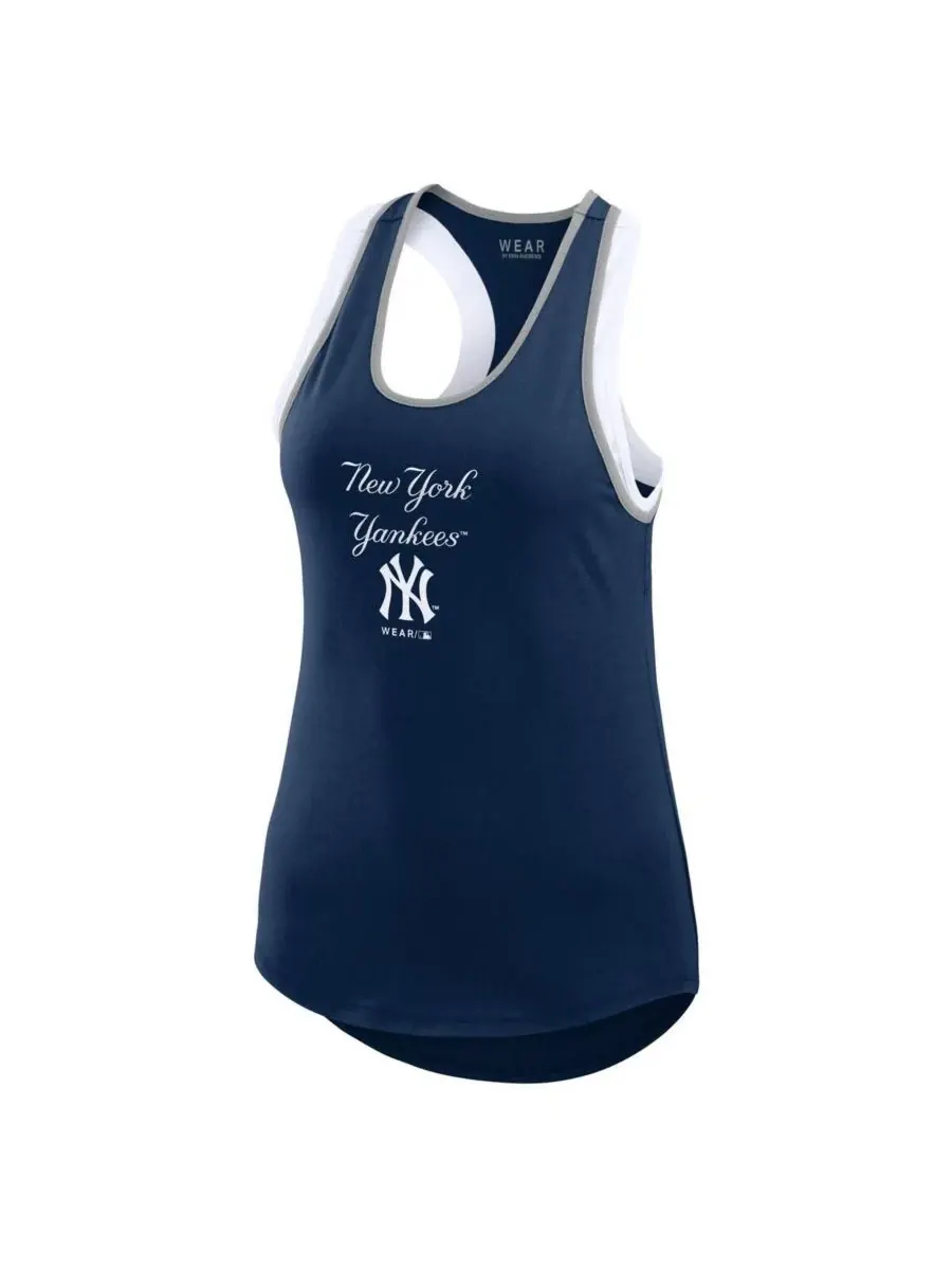 WEAR by Erin Andrews Женская темно-синяя майка-борцовка с цветными блоками в стиле New York Yankees — изображение 5 из 5