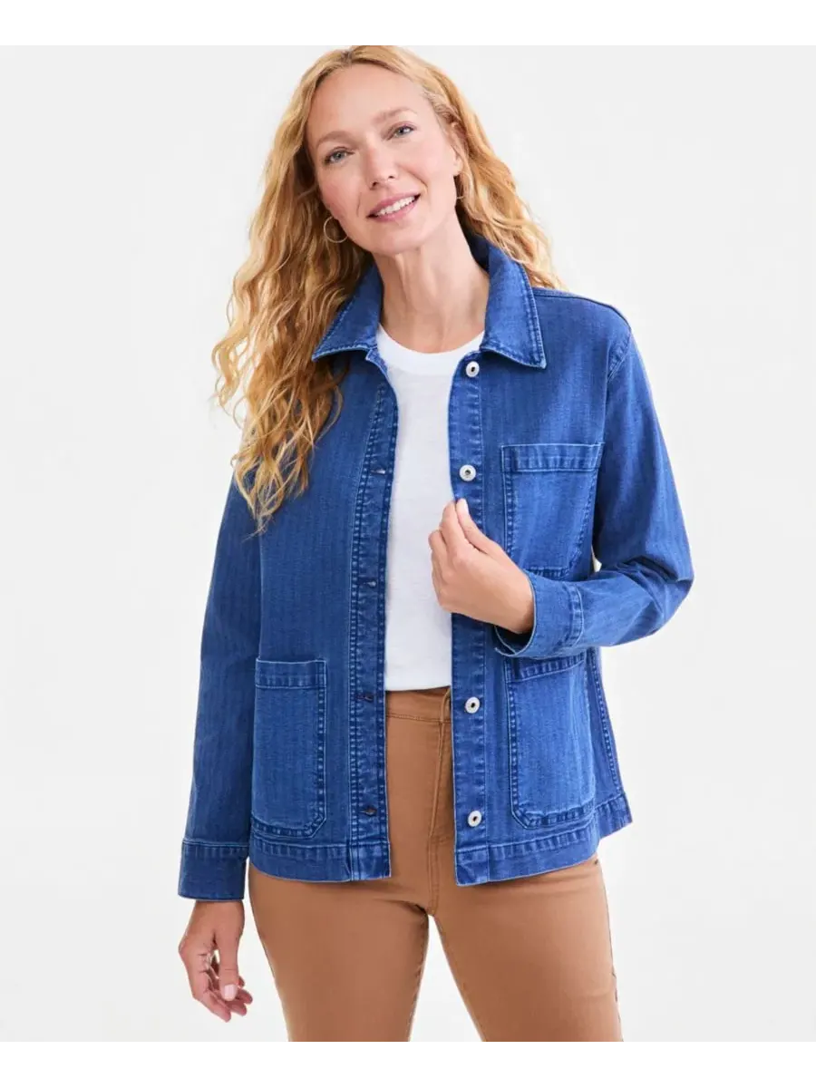 Женский джинсовый жакет с длинным рукавом, модель Isla Wash Utility Style & Co, Isla Wash