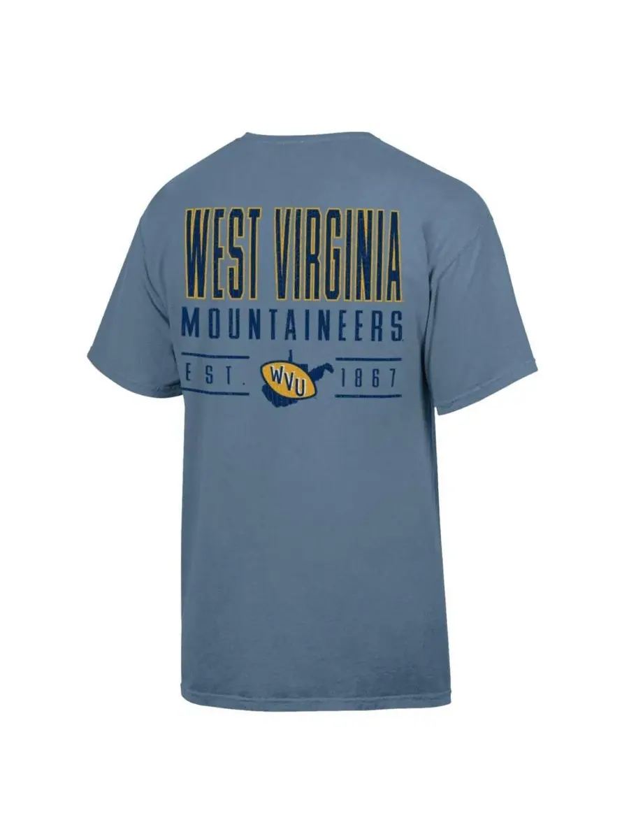 Comfortwash Мужская синяя футболка West Virginia Mountaineers с крупным названием — изображение 2 из 3, синий