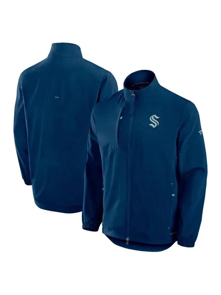 Fanatics Мужская куртка на молнии цвета «Глубокое море» Seattle Kraken Authentic Pro Rink Coaches