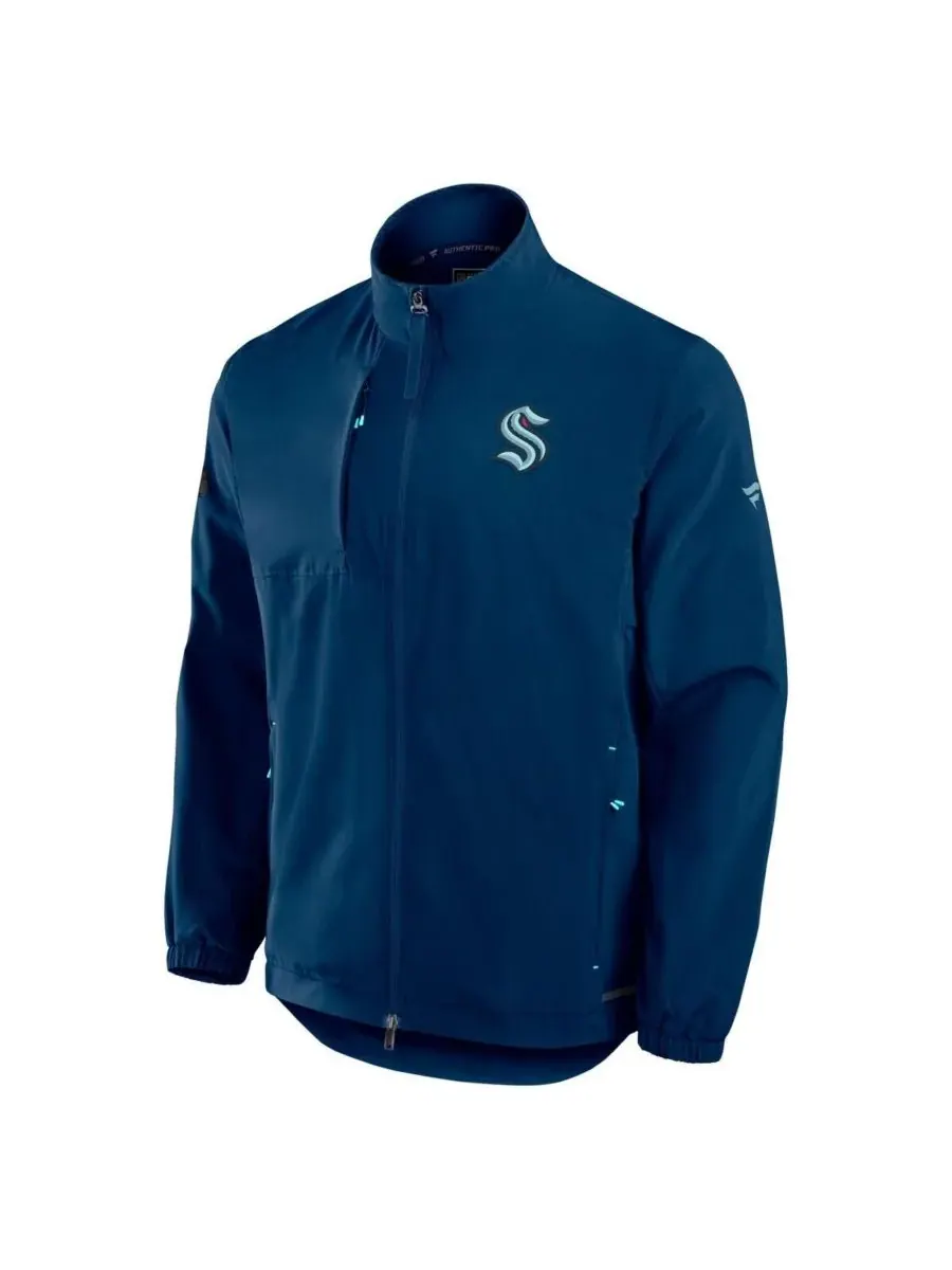Fanatics Мужская куртка на молнии цвета «Глубокое море» Seattle Kraken Authentic Pro Rink Coaches — изображение 2 из 3