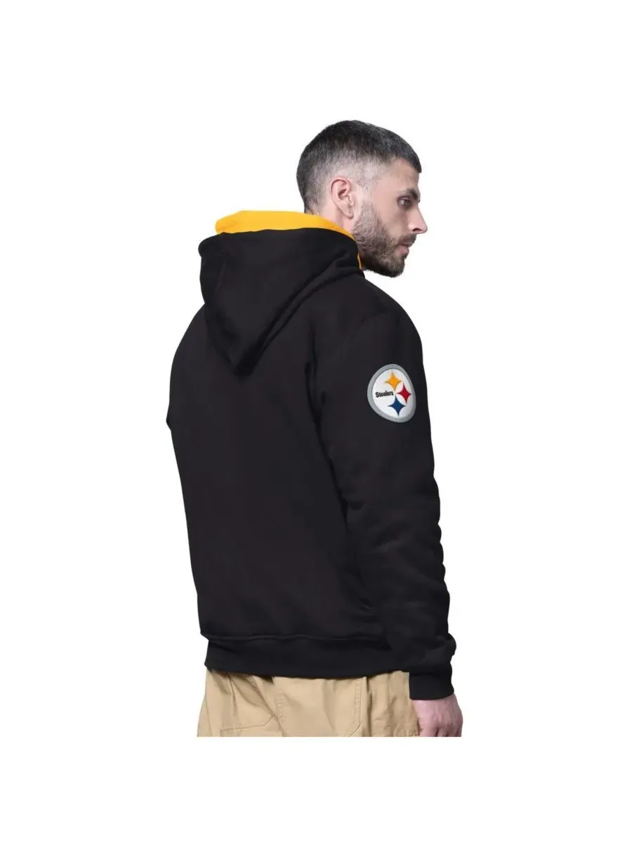 Starter Мужская черная толстовка на молнии с двойным капюшоном Pittsburgh Steelers Big Shot — изображение 2 из 2, черный