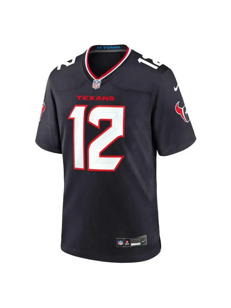 Nike Мужская игровая футболка Nico Collins темно-синего цвета с символикой команды Houston Texans — изображение 2 из 3