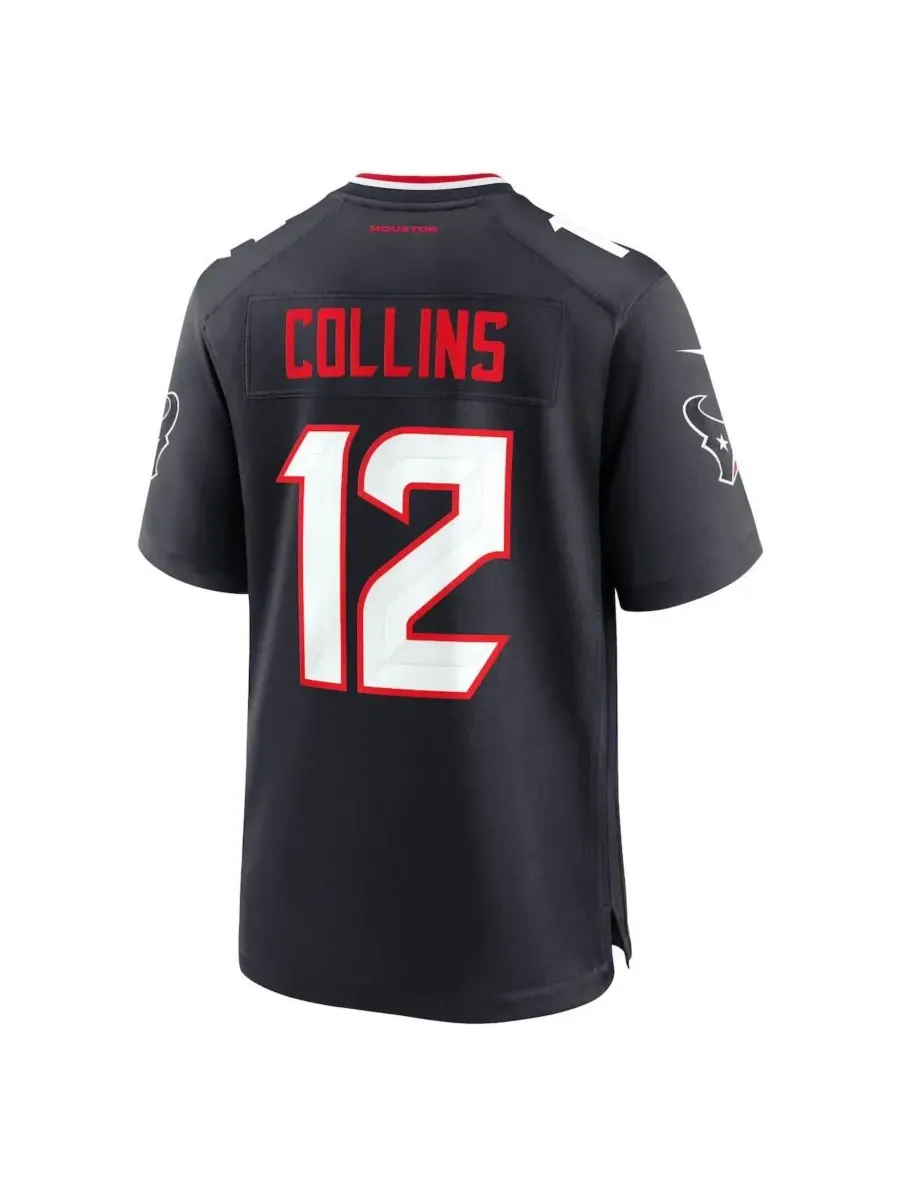 Nike Мужская игровая футболка Nico Collins темно-синего цвета с символикой команды Houston Texans — изображение 3 из 3