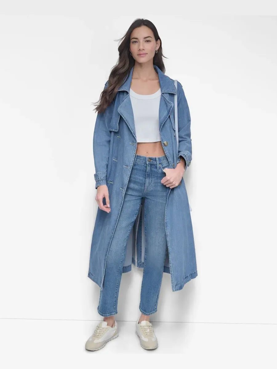 Женский джинсовый тренч с ветрозащитной планкой DKNY Jeans, Rooftop — изображение 2 из 8