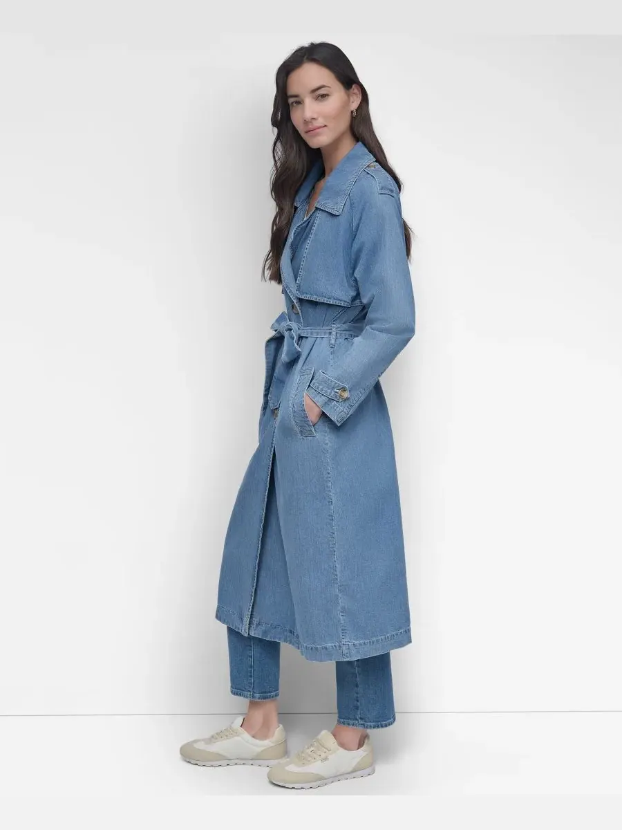 Женский джинсовый тренч с ветрозащитной планкой DKNY Jeans, Rooftop — изображение 3 из 8