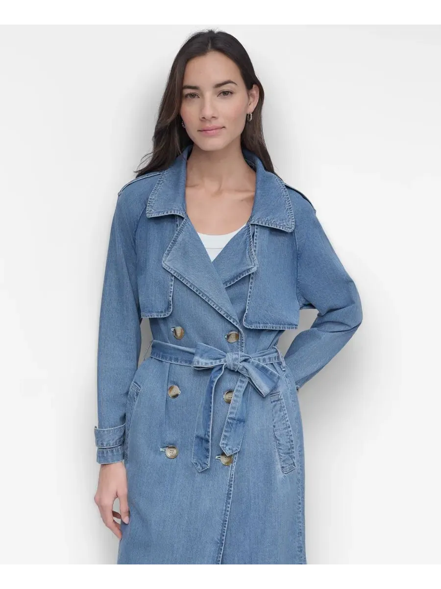 Женский джинсовый тренч с ветрозащитной планкой DKNY Jeans, Rooftop — изображение 4 из 8