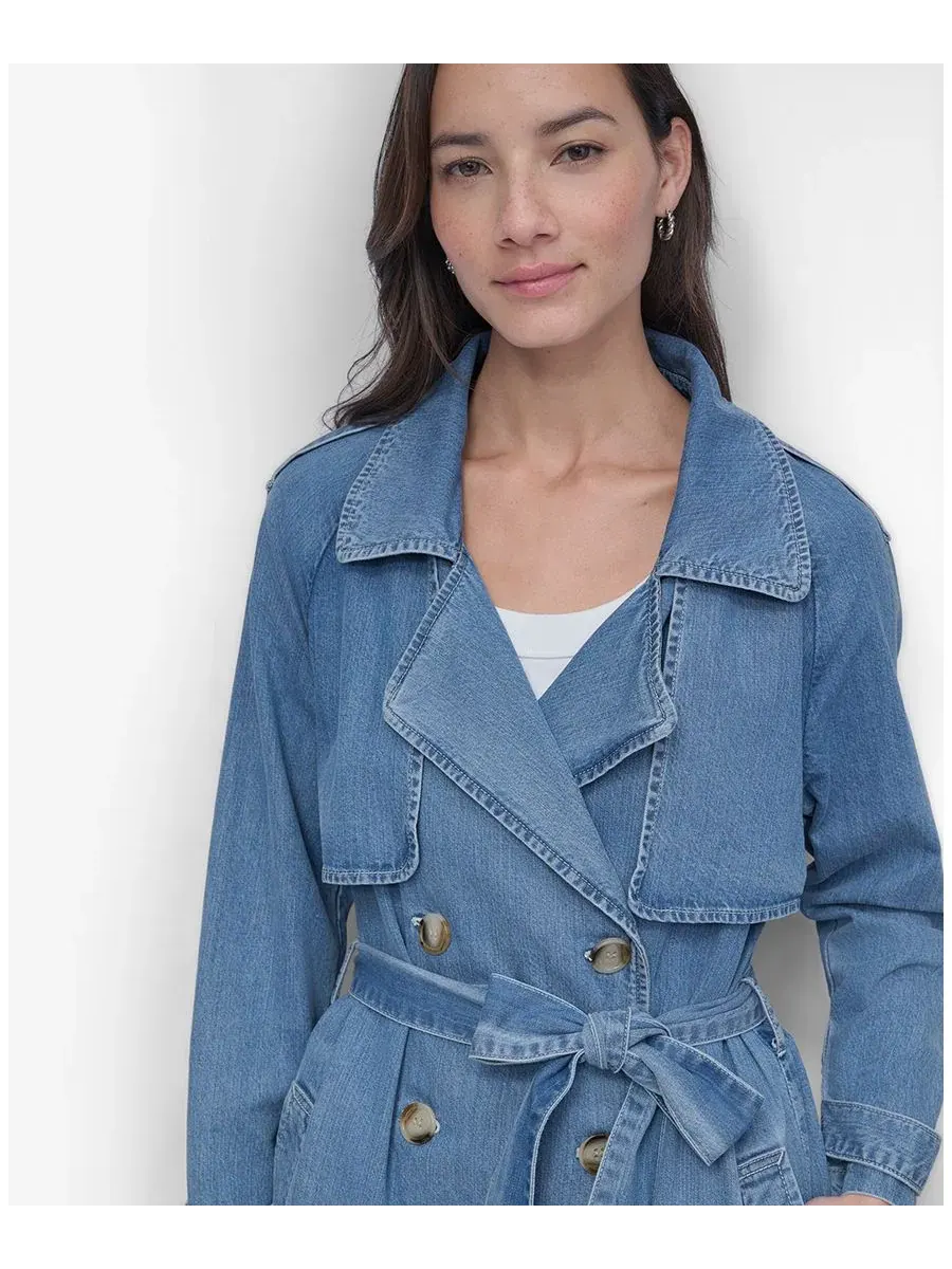Женский джинсовый тренч с ветрозащитной планкой DKNY Jeans, Rooftop — изображение 5 из 8