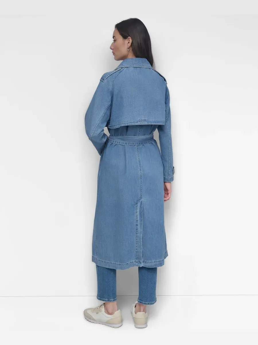 Женский джинсовый тренч с ветрозащитной планкой DKNY Jeans, Rooftop — изображение 6 из 8