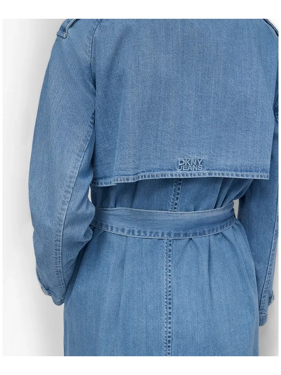 Женский джинсовый тренч с ветрозащитной планкой DKNY Jeans, Rooftop — изображение 7 из 8