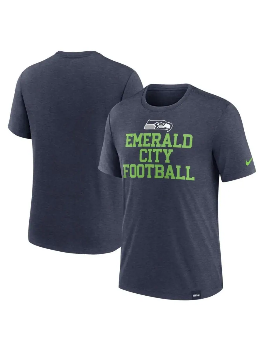Nike Мужская футболка Heather College Navy Seattle Seahawks Blitz Tri-Blend