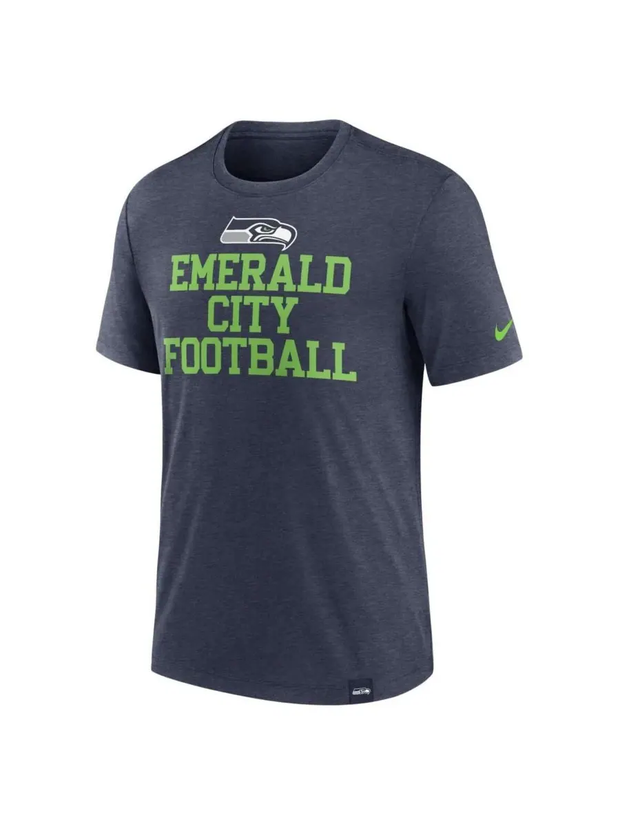 Nike Мужская футболка Heather College Navy Seattle Seahawks Blitz Tri-Blend — изображение 2 из 3, темно-синий