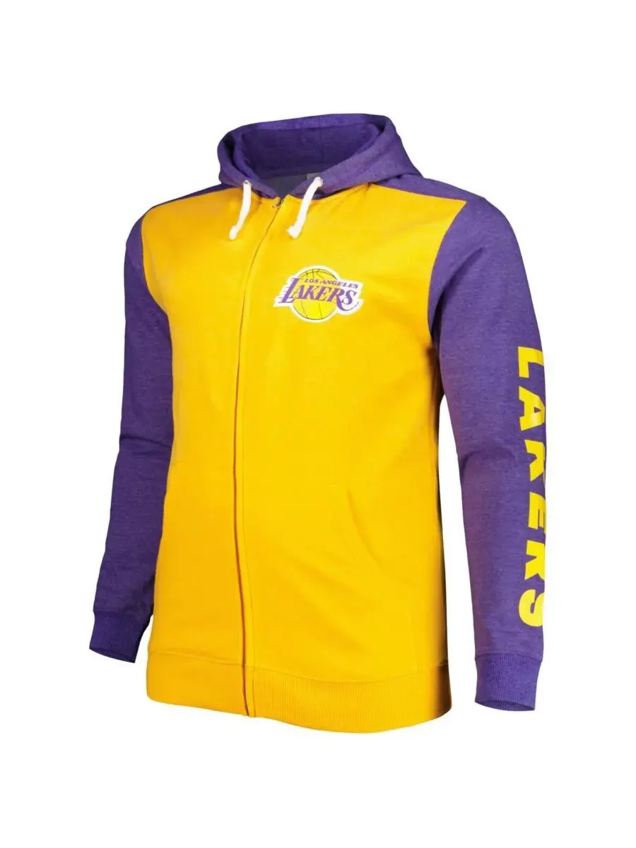 Fanatics Мужская толстовка на молнии с изображением команды Los Angeles Lakers — изображение 3 из 3, золотистый фиолетовый