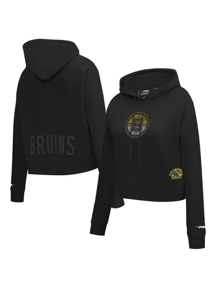 Pro Standard Женская черная укороченная толстовка с капюшоном Boston Bruins Jewels