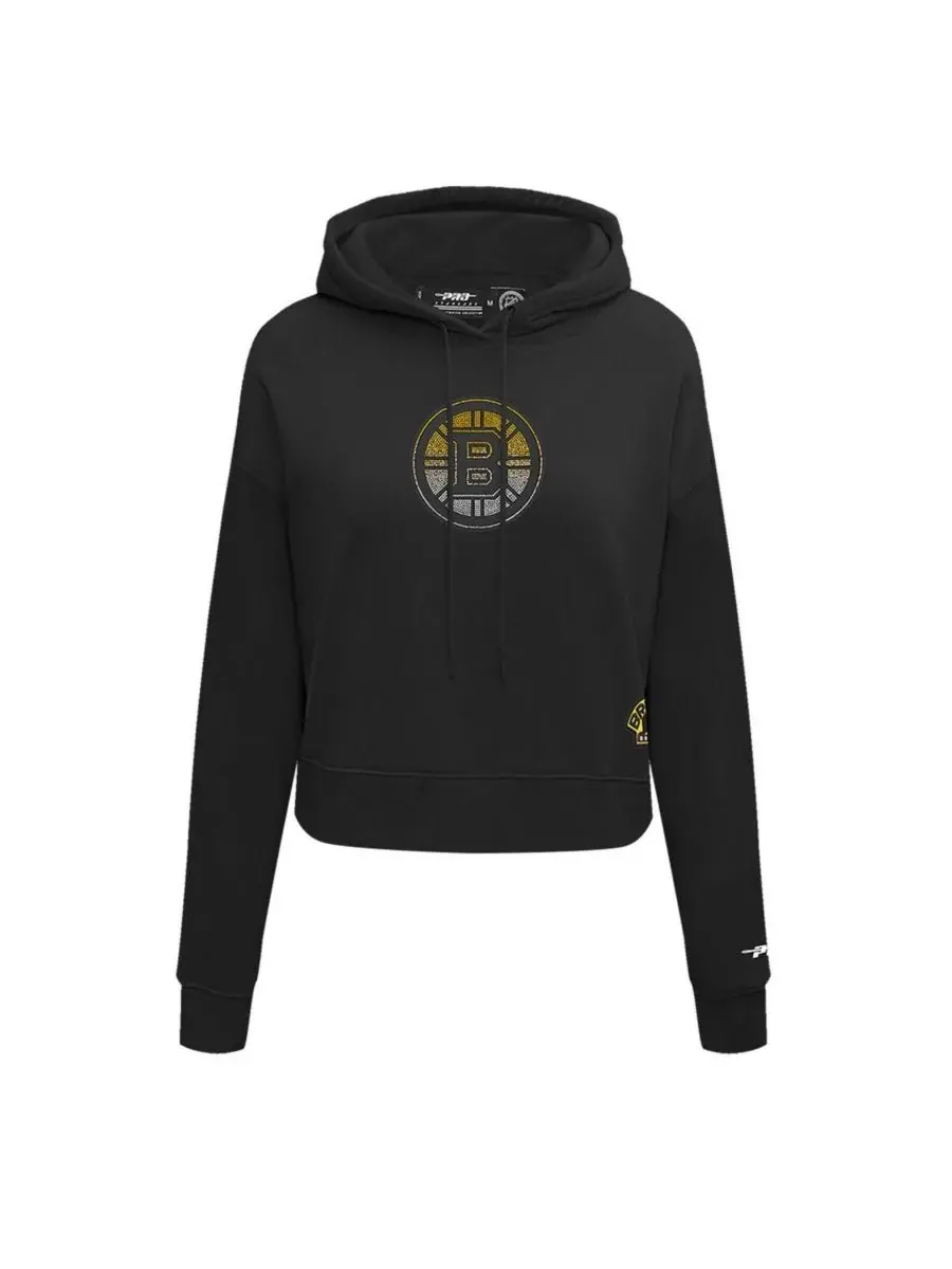 Pro Standard Женская черная укороченная толстовка с капюшоном Boston Bruins Jewels — изображение 4 из 5, черный
